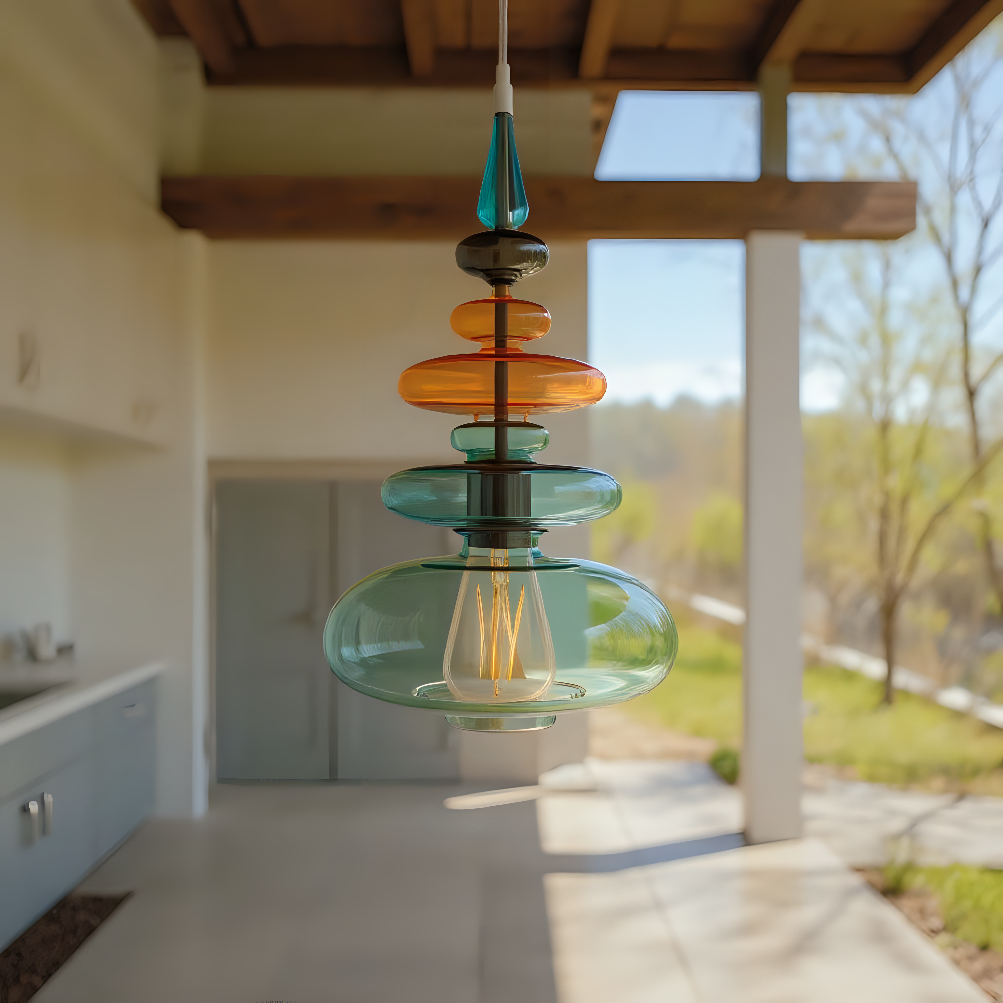 Hand Blown Glass Pendant Light